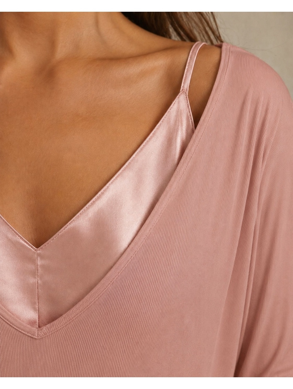 Blush Pink Satiny Maxi Dress and Top Two-Piece Set - Picture 5 of 9